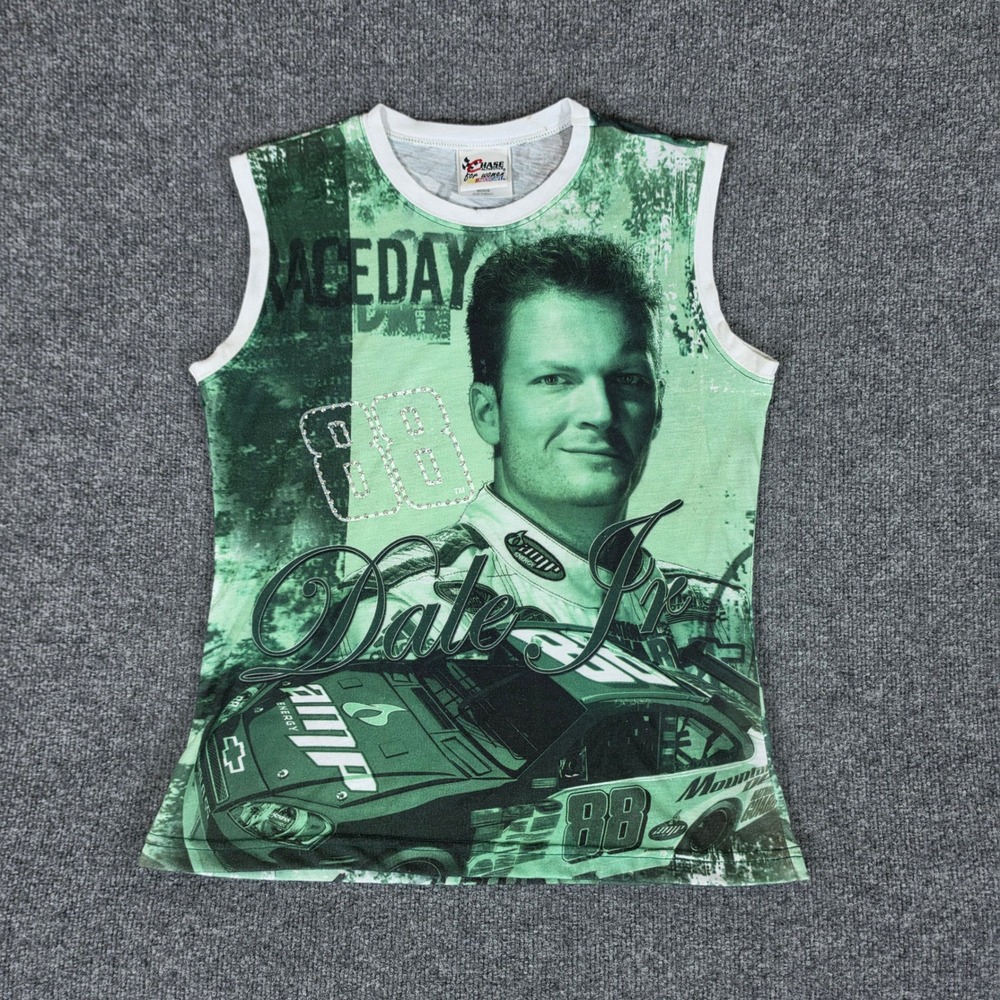 Chase Authentics AOP Dale Earnhardt Jr 88 NASCAR Women Green Tank Top Medium
